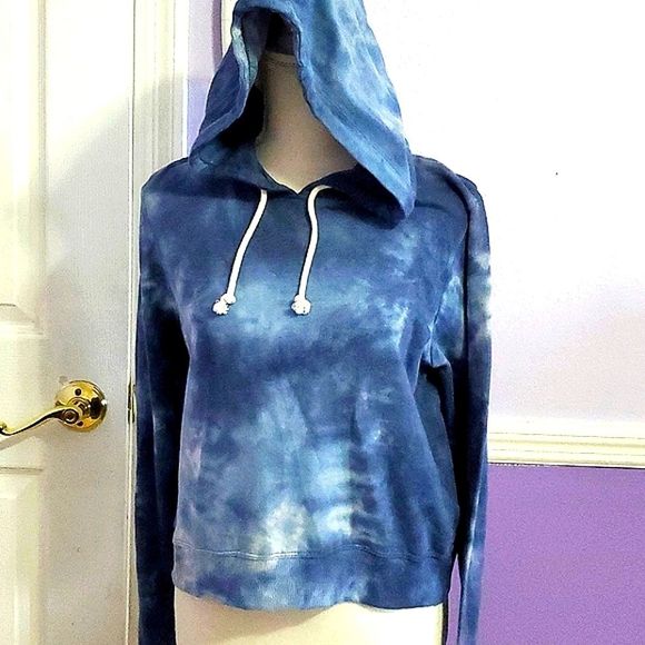 Threads 4 Thoughts Blue & White Tie Dye Pull Over Sweater Hoodie Athleisure - Picture 1 of 9